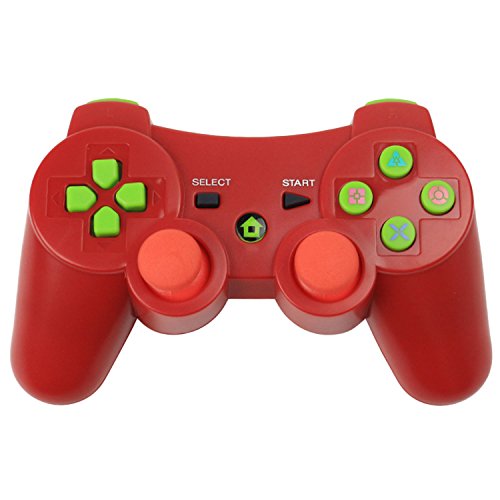 Preisvergleich Produktbild PS3 Controller,BEETEST Wireless Bluetooth Double Shock Vibration Controller Gamepad Joystick für Sony Playstation 3 PS3 rot