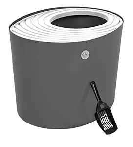 IRIS USA IRIS Top Entry Cat Litter Box, Dark Gray/White, Dark Gray/White