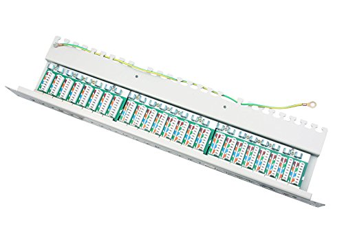 ProfiPatch SCENetwork KAT6A CAT6a Class Ea 24 Port Patchpanel Patchfeld aus Metall, lichtgrau RAL7035, STP 500MHz 10Gbit, zur 19″ Montage im Netzwerkschrank - 2