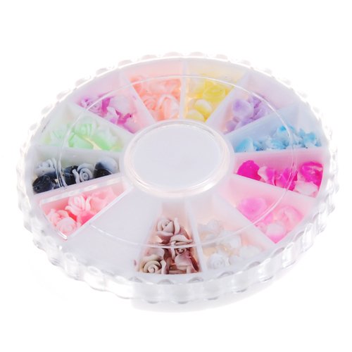 12-Color 3D Rose Nail Art Tips Flower Decoration Acrylic--Also Can Be Worn on Face and Body