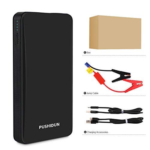 PUSHIDUN Jump Starter 400A Peak 6000mAh up to 2.5L Gas Engine, 12V Auto Jumper Battery Pack with Sma