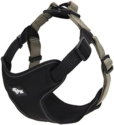 fiE FIT INTO EVERYWAY Protective Range Of Front Side No-Pull Dog Harness Adjustable Soft Nylon Pet Harness Reflective Outdoor Adventure Dog Walking Vest(Black Kaki, Size L)