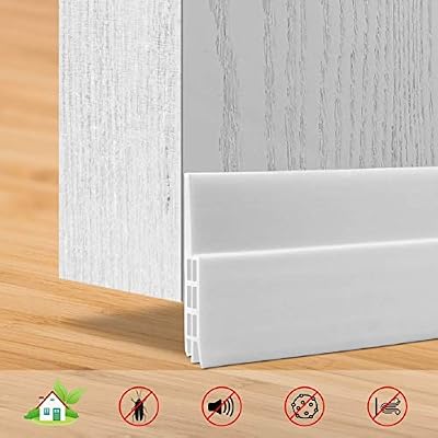 SXYHKJ Bas de Porte Anti Bruit Bande d'Etanchéité en Silicone 5x100cm Adhésif Imperméable à l'Eau Isolement du Bruit Triple Limite du Passage d'Air Anti insecte (Blanc)