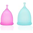 SYOSI Soft Menstrual Cup, Super Soft and Flexible, Reusable Silicone Foldable Sterilizing Cup, Wear for 12 Hours, Easy to Clean Tampon and Pad Alternative (1 Small and 1 Large)