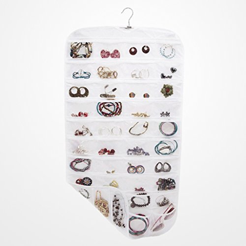 Generic Hängend 80 Taschen Schmuckaufbewahrung Schmuck Organizer - Weiß
