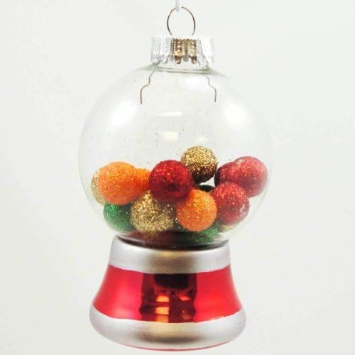 Retro Look Bubblegum Gumball Machine Glass Holiday Christmas Ornament by Christmas By Krebs