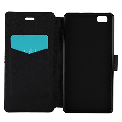 P8 lite Hülle,Huawei P8 lite Hülle – Cozy Hut Lederhülle Leder Tasche Case Cover für Huawei P8 lite Hülle PU Schutz Etui Schale 3D-Color-Mandala Muster Design Backcover Flip Cover Wallet Hardcase im Bookstyle mit Standfunktion Karteneinschub und Magnetverschluß Etui Flip Case für Huawei P8 lite [Vollständigen Schutz] – Datura - 4