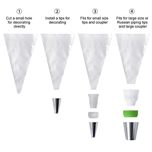 Kootek 100 Einweg Spritztüten Spritzbeutel für Spritztüllen Set, Spritzbeutel Tüllen, Torten Deko aus Stärker und Dicker Material (33CM) - 5