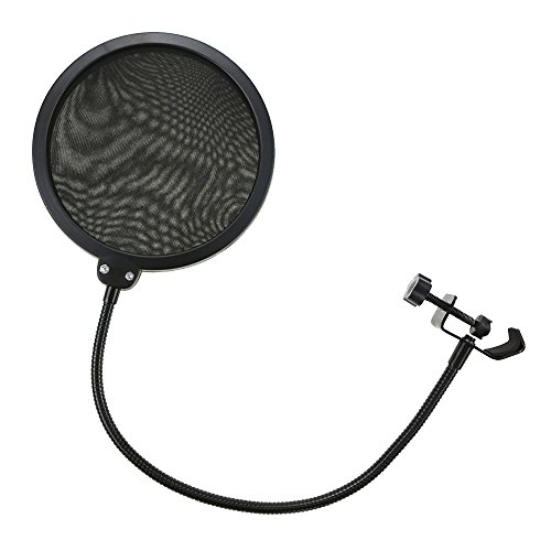 Preisvergleich Produktbild Popkiller Popschutzmaske, 6 Zoll, rund, mit Halterung und Schwanenhals, schwarz- MK003