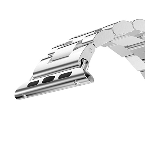 Für Apple Watch Armband 42mm Silber,Rosa Schleife® Edelstahl Metall Apple iWatch Armband Uhrenarmband Replacement Strap Armbänder mit Metallschließe für Apple Watch Sport & Edition Alle Versionen (nur für alle 42mm Versions) - 3