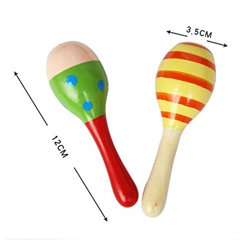 Holz Maracas Rasseln JUYUAN-EU Shaker Percussion Kid Baby musikalische Spielzeug Bevorzugung - 3