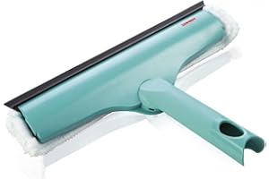 Leifheit 4-w-1 Ściągaczka do okien i ram, ściągaczka do okien i ram okiennych, ściągaczka do okien z gumową listwą, ściągaczka do okien z regulowanym kątem mycia, kompatybilna z systemem Click