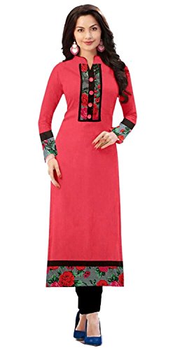 Kurtis For Women Party Wear Printed Pure Cotton Fabric Semi_Stiched Pink Color In Low Price (1002_Pink_Kurti) RS.299 (83.00% Off) - Amazon
