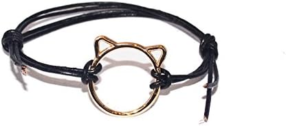 Gold Kitty Ears Leather Friendship Bracelet