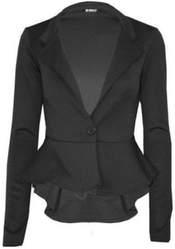 New Womens Plus Size Single Button Long Sleeve Blazer Jacket