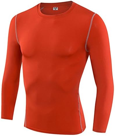 JUNQI Mens Boys Sport Running Gym Fitness Base Layer Thermal Under Top Long Sleeve Shirt Skins Gear Cool Dry S M L XL XXL 3XL