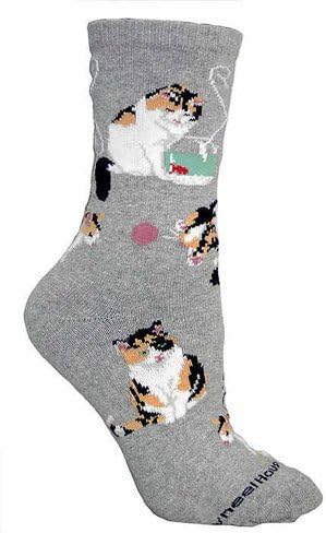 Calico Cat Design Novelty Socks In Grey