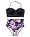 Produktbild LEESMILE Frauen Retro Vintage Underwire hoch taillierte gepolsterte Push-Up 2 Stück Bademode Bikini Set(M (EU-Größe 36-38),Schwarz)