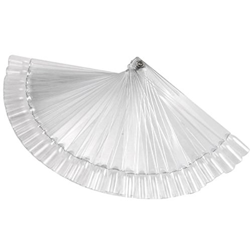 Tinksky 50-in-1 Transparent Fan-shaped False Nail Art Board Tips Stick Polish Foldable Display Board Practice Tool