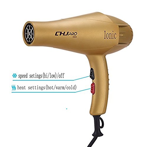 CHJPro 9900 ThermoProtect Haartrockner Haarfön Professionelle Friseur Haartrockner Föhn Haartrockner mit 2300 Watt Kombiniert mit Lonentechnologie und Heißluft Blasen plus 2 Diffusoren - 3