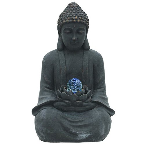 Euro Palms 83309185 Brunnen, Buddha mit Zauberkugel