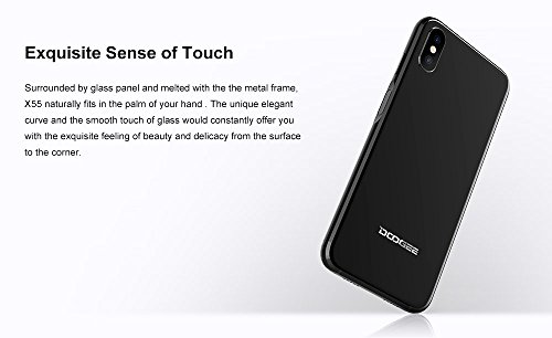 DOOGEE X55 - 5,5 pollici (rapporto 18: 9) HD Android 7,1 3G smartphone, Quad Core da 1,3 GHz 1 GB + 8 GB, fotocamera tripla (5 MP + 8 MP + 8 MP), 2800 mAh - Nero