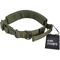 [Gesponsert]OneTigris taktische Nylon Hundehalsband mit Griff weich Verstellbare Halsband für mittlere/große Hunde (Armee Grün)
