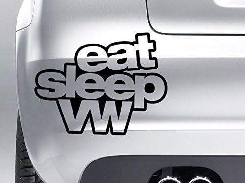 EAT SLEEP VW, VW Campervan Themed- Vinyl Sticker - Cars, Windows, Walls, Laptops, Guitars - Decals (BLACK)