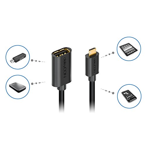 deleyCON [0,2m] USB 2.0 High Speed OTG Adapter – OTG Adapter für Smartphone & Tablet – USB A-Buchse zu USB Micro B-Stecker – USB 2.0 High Speed Technologie – Übertragungsraten bis zu 480Mbps – geschirmtes, flexibles PREMIUM USB 2.0 Kabel – schnelle und sichere Datenübertragung – abwärtskompatibel zu USB 1.1 – OTG Adapter für Handy, Smartphone und Tablet – Farbe: Schwarz - 5