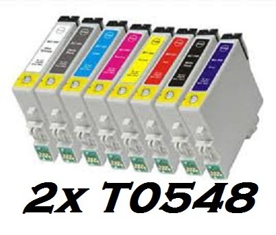2X T0548 MATT SCHWARZ Kompatible Tintenpatrone für Epson Stylus Photo R800 & R1800 . 18.2ml jedem. Ersetzt Epson Tintenpatronen Frosch