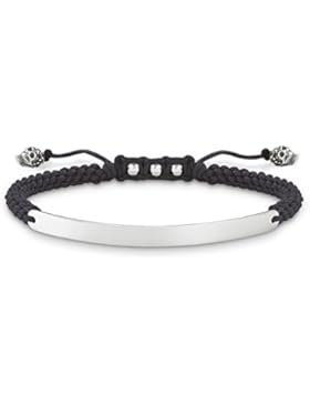 Thomas Sabo Damen Herren-Armband Love Bridge Totenkopf 925 Sterling Silber geschwärzt Nylon Zirkonia schwarz Länge...