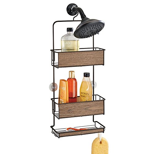 InterDesign 90777EU RealWood Dusch Caddy, Holz, bronzefarben / walnussholzfarben, 26,67 x 10,16 x 63,5 cm - 3