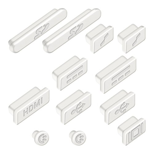kwmobile 12in1 Set: 12er Staubschutz Set für Apple MacBook Pro 13″ 15″ Retina / Air 11″ 13″ (ab Mitte 2011) – Staubschutz Stecker Zubehör Dust Plug in Weiß - 2
