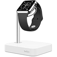 Belkin F8J191BTWHT - Base de Carga para Apple Watch Series 1/2/3 (Cable USB DE 1.2 m, Carga y Exposición) Blanco y Plateado
