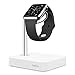Price comparison product image Belkin F8J191btWHT Valet Apple Watch Charging Stand, Fits 38mm & 42mm Apple Watch Series 1, Series 2 & Series 3 (In-Dock Integrated Charger with 1.2m Cable) - Stainless Steel/White