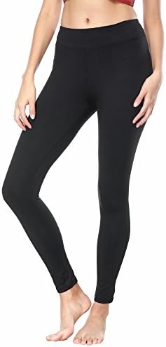 Workout Leggings Womens Yoga Pants High Waist Tummy Control Non See-Through (Black, Large)