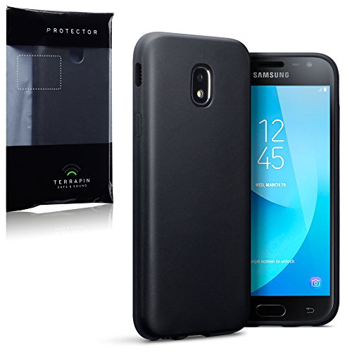 Samsung Galaxy J3 2017  Version J330F  Funda Protectiva de Silicona Gel TPU estrecha - Negro oscuro acabado mate
