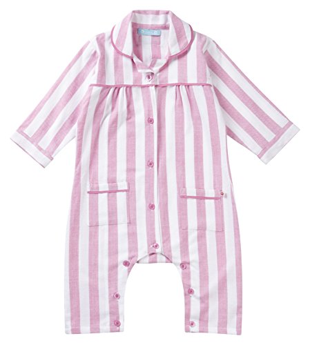 Piccalilly Organic Cotton Pink Girls Candy Stripe Woven Romper
