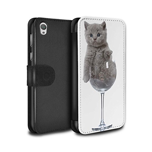 Stuff4 Coque/Etui/Housse Cuir PU Case/Cover pour Sony Xperia E5 / Verre de vin Design / Chatons mignons Collection Stuff4 Coque/Etui/Housse Cuir PU Case/Cover pour Sony Xperia E5 / Verre de vin Design / Chatons mignons Collection
