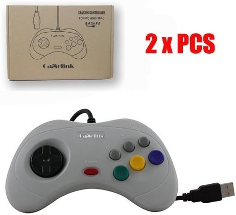 Childhood Gamelink 2PCS New Wired USB Controller Gamepad Joy Pad For Saturn System PC Mac Gray