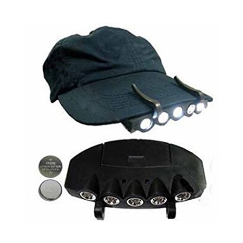 Gemini _ Mall® 5 LED Cap Lampe Clip auf Gap Hat Light Taschenlampe Visor Licht Kopflampe Hände frei ideal für Camping Wandern Joggen Lesen Arbeiten Angeln - 5