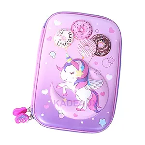 KADEAUX New Kids Designer Cute Premium Stylish Multipurpose Unicorn Pencil Box Pencil Case Large Capacity Hardtop EVA Pouch Organizer for Girls Organizer for Women ( Donut Unicorn Pink )