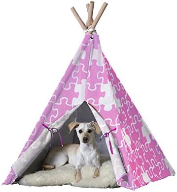 zoovilla Pink Puzzle Large Pet Teepee