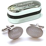 Personalised Chrome / Satin Cufflinks with Personalised Chrome Presentation Case