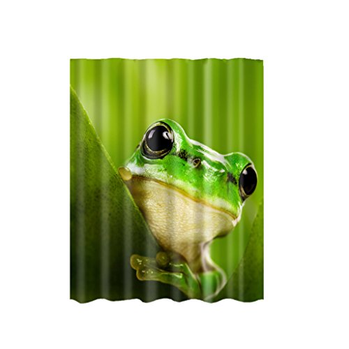 Generic 180 x 180cm Polyester Wasserdicht Duschvorhang für Dusche und Badewanne Badezimmer Platte mit 12 Haken Dekor - Frosch , 180cm x 180cm