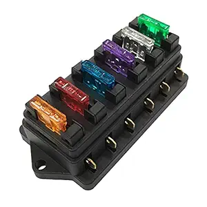 Ankeer 6 Way Fuse Holder Box Car Vehicle Automotive Circuit Blade Fuse Block with 6 Standard Fuses