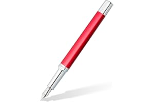 Staedtler Triplus 474 M02-3 - Penna stilografica, colore: Rosso ruggente, custodia in metallo di alta qualità, forma triangolare ergonomica, pennino M in acciaio, con cartuccia d'inchiostro blu