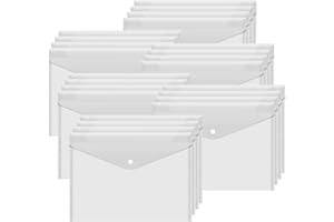 Bimormat 24 Pack A4 Plastic Wallets Clear,24 Pcs Popper Wallet,Waterproof Plastic Wallets Clear Popper Wallet