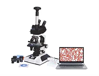 ESAW Trinocular Microscope Camera 5MP White with slide box Semi-Plan Objectives (Magnification 40x-1500x)