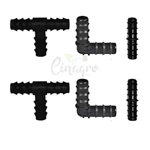 CINAGRO - Drip Irrigation Accessories - 16MM Elbow, Straight & Tee Connectors - 10pcs Each